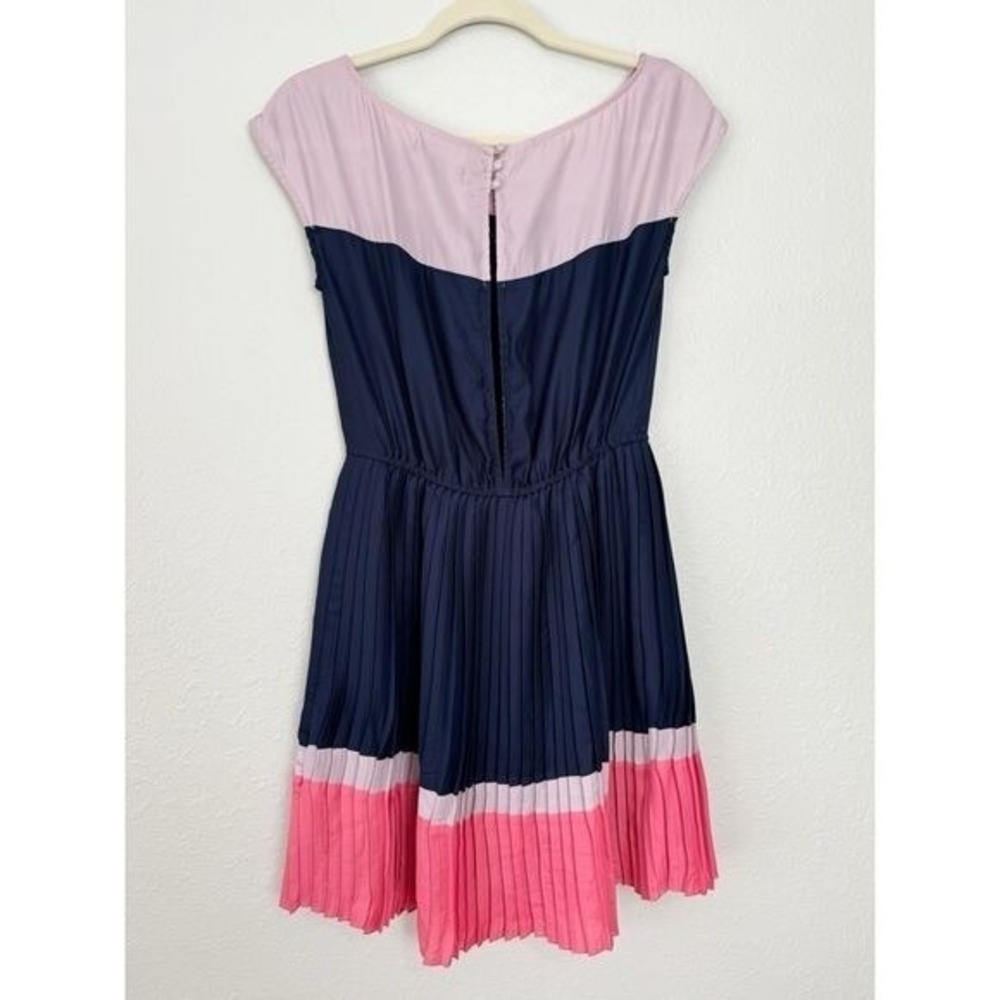 American Eagle pink purple colorblock pleated cap sleeve dress S - Picture 5 of 10